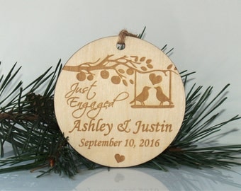 Personalized Christmas just engaged ornament, Just engaged ornament, Wedding ornament, Christmas tree ornament, Mr and Mrs ornament