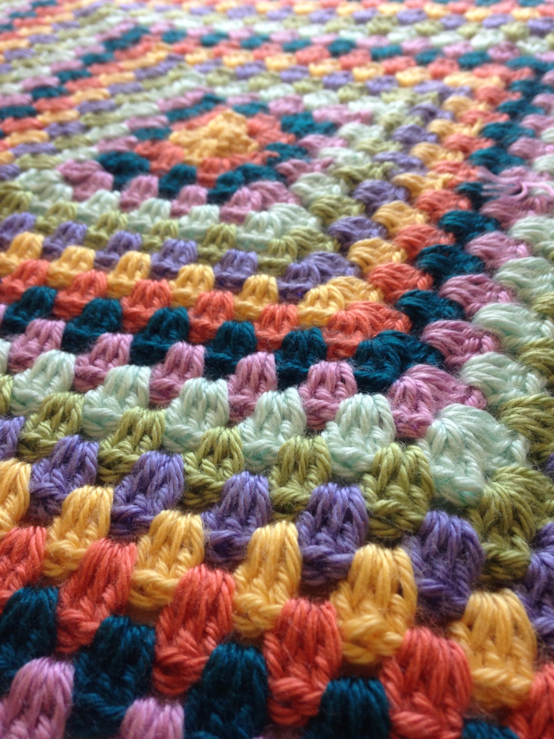 Baby blanket crochet bright colors multicolored throw home