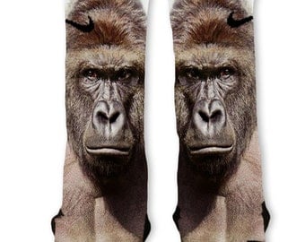 Custom Big Harambe the Gorilla Nike Elites Socks
