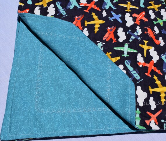 Airplane Print Soft Flannel Receiving Blanket