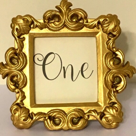 Set of Framed gold baroque table number set/Set of stunning