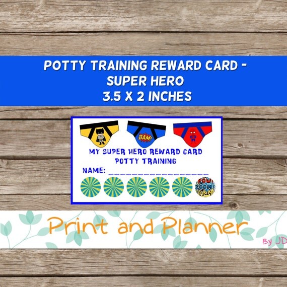 Super Hero potty cards potty training reward by DesignsCandyShop