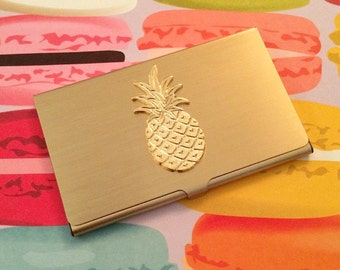 Gold Pineapple Business Card Holder // Chic Pineapple Office Supplies // Graduation Gift