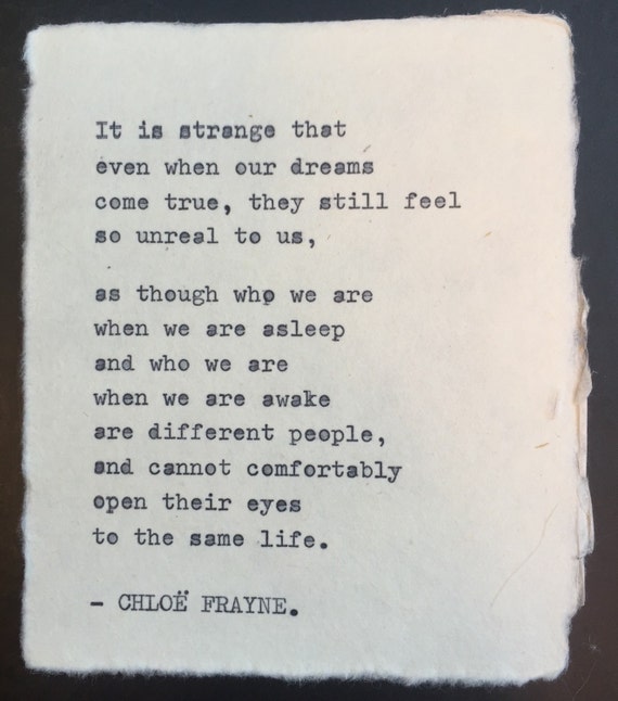 Dreams Poem by Chloë Frayne