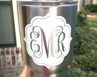 Monogram Decal, Monogrammed YETI Decal, Monogrammed, Laptop Decal, Monogram Sticker, RTIC Decal, Car Monogram, Macbook Monogram Decal