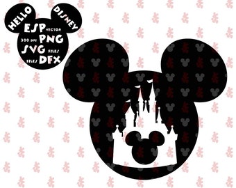 Mickey head Disney castle SVG Clipart Disney - Cut files - Mouse Die Cuts - Svg Dxf Eps Pdf Png - Disney files for Silhouette - Cricut