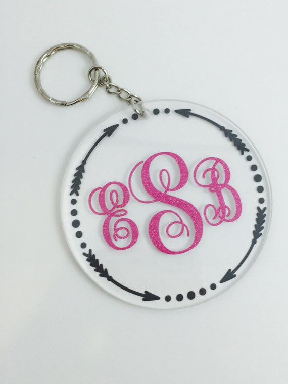 Download Monogrammed Circle Keychain Personalized Acrylic Keychains