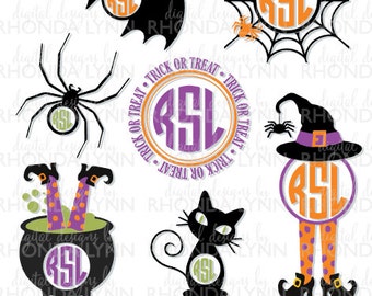 Halloween Collection SVG Vector Cut File, Spider SVG, Bat SVG, Black Cat svg, Witch svg, Witch Pot svg, Halloween Digital Download