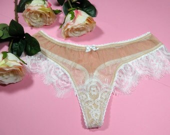 lace panties, sexy panties, thong panties, wedding panties, bridal panties, bridal thong, bridal undies, beige panties, see through panties