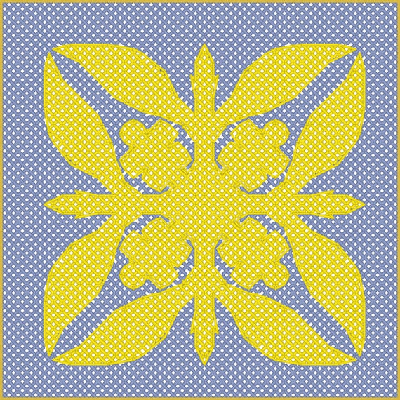 Hawaiian Quilt Pattern Counted Cross Stitch Kit Plumeria