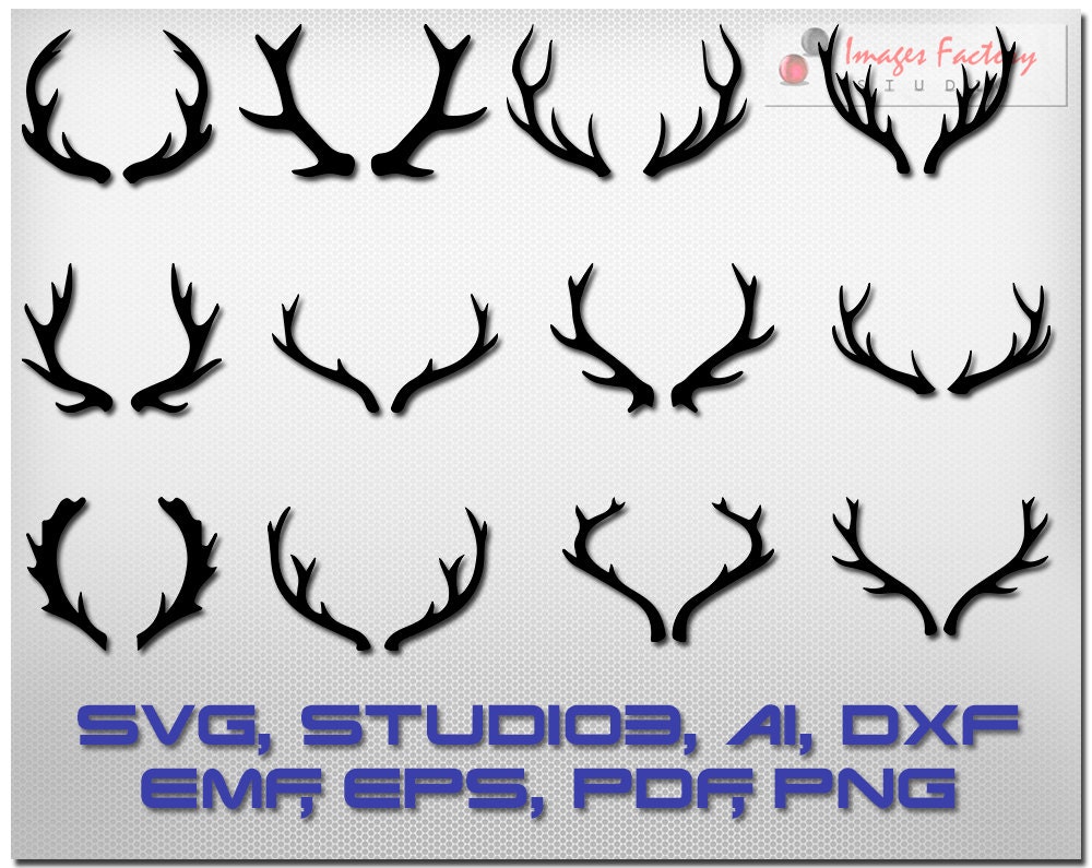 Download 12 Deer Antler svg cuttable Cricut Design Space Silhouette