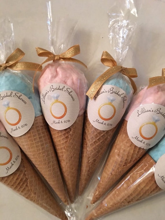 Cotton Candy Ice cream cone favors 12 custom label include