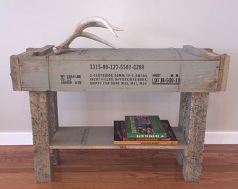 Wooden Ammo Box Table Vintage Military Furniture Repurposed Ammo Table Industrial Ammo Crate Table Man Cave Furniture