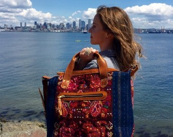Large Tote Bag-Huipil Weekender- Day Bag- Diaper Bag- Cross Body Purse-Hand Held Bag