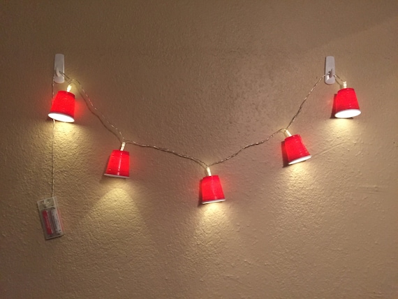 Mini red cups LED string lights by CubicleMates on Etsy