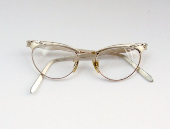 Vintage 50s Cateye Glasses Metal Frame Eyeglasses 1950s Eye 