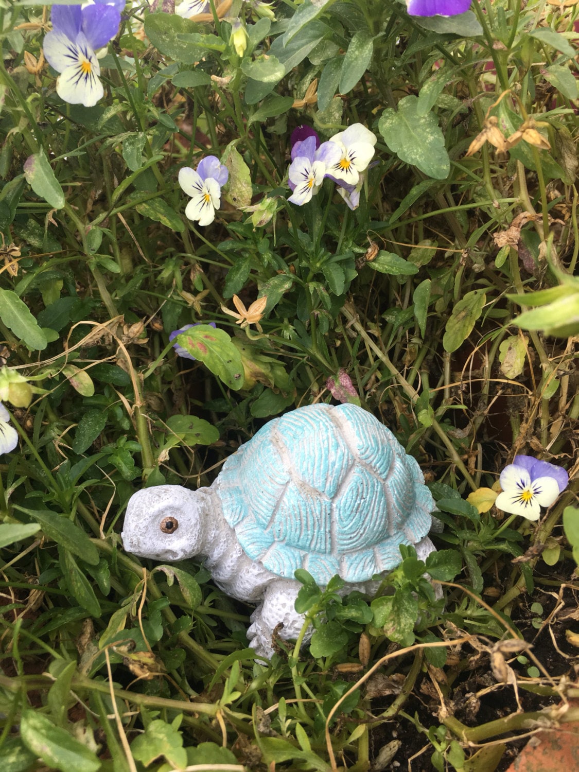 Hand Painted Concrete Turtle Tortoise Statue Garden Stone