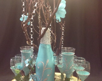 Enchanted forest champagne glass toasting set