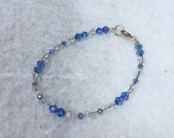 Items similar to Beautiful Blue Crystal Beaded Bracelet on Etsy