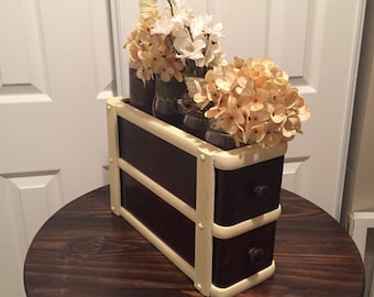 Storage Drawers, Functional and Decorative, Antique Sewing Machine Drawers, Lower Storage Drawer with Flowers on Top