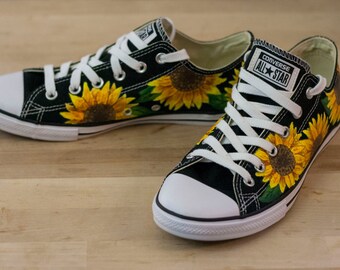 Sunflower Floral Custom Converse All-Star Shoes- Hand Painted
