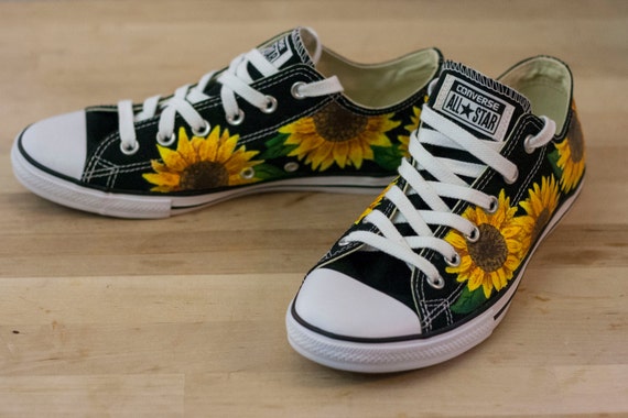 Sunflower Floral Custom Converse All-Star Shoes Hand Painted