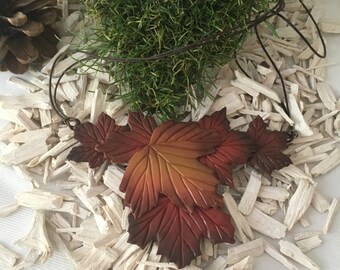 Autumn leaves necklace, polymer clay, handmade