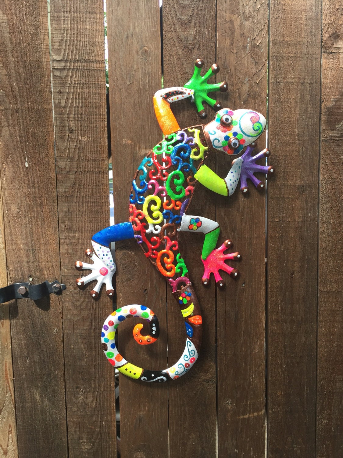 Hand Painted Metal Gecko Wall Art