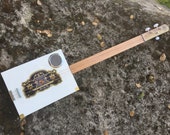 White all wood acoustic cigar box slide guitar