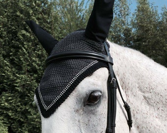 Handmade Black and Grey Horse Bonnet
