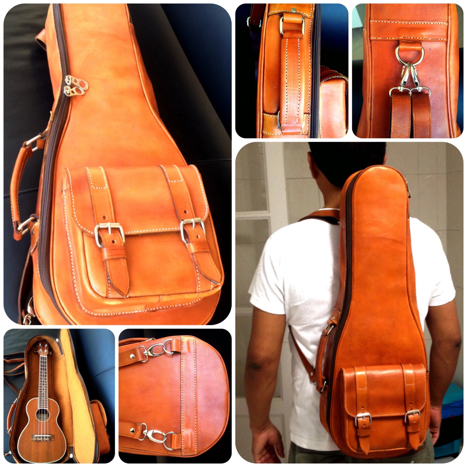 Ukulele concert leather bag / ukulele concert case by Ukudream