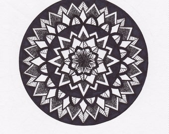 Items similar to Original One-of-a-kind Pen & Ink Mandala Drawing on Etsy