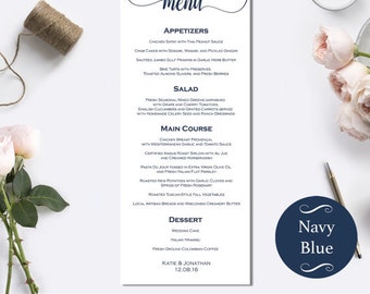 Printable Wedding Menu Card - Modern calligraphy wedding menu - Wedding dinner menus - Wedding Party Menu Cards - Wedding Menus #WDH0062