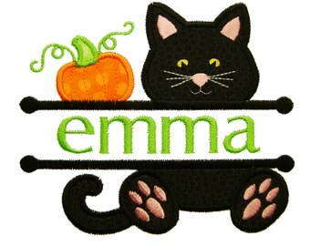 Halloween Applique, Cat Applique, Pumpkin Applique, Font Frame, Halloween Embroidery, Machine Embroidery Design, Instant Download