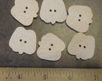 Unfinished Wood Buttons Apple Shaped- 6 Pieces #500712