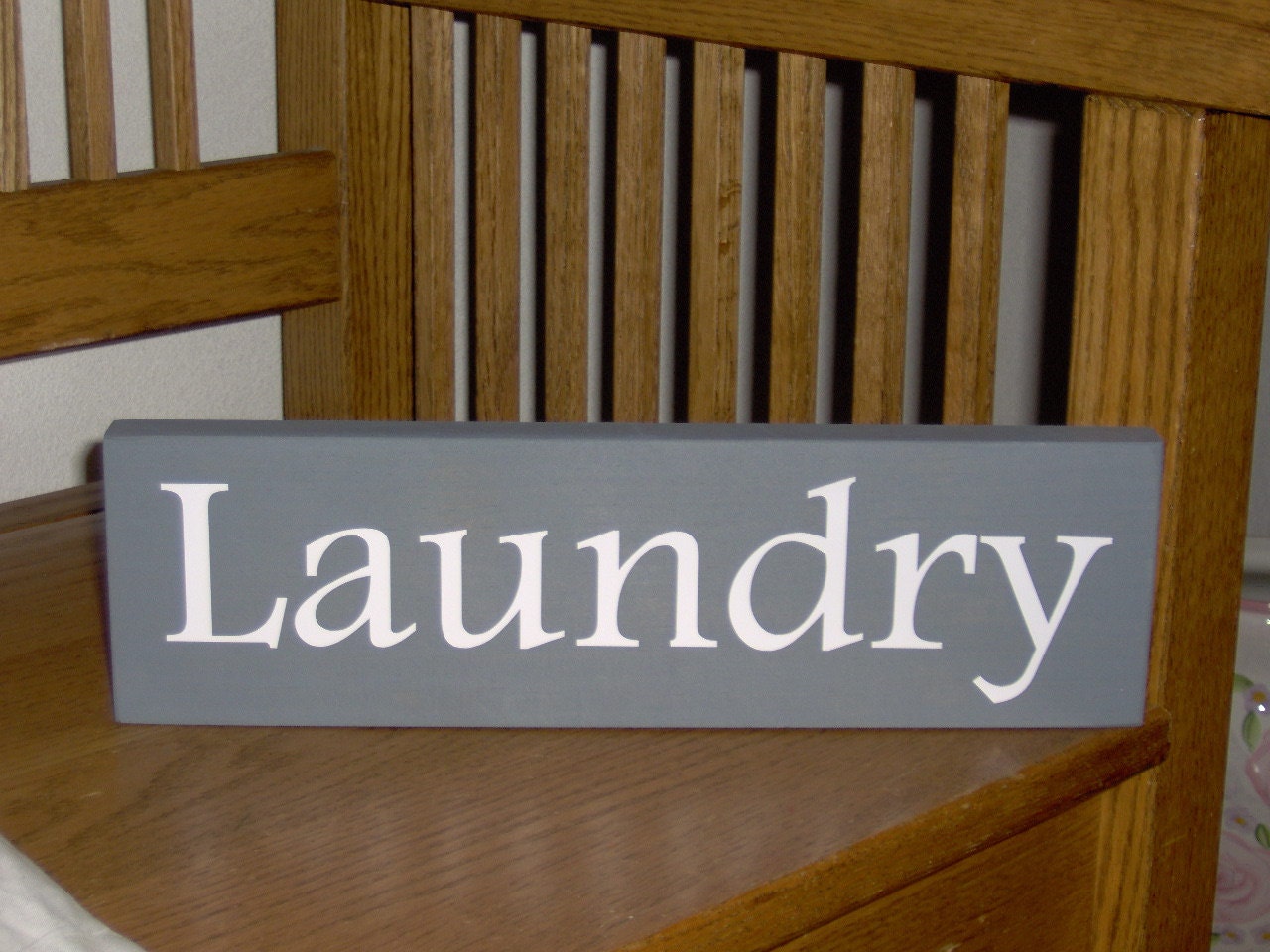 Laundry Wood Vinyl Sign Wall Door Hanger Plaque Direction Home