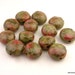 Fall Beads, Autumn Beads, Red and green beads, flower beads, Ceramic Beads, Stoneware Beads, pottery beads, artist beads, petal beads
