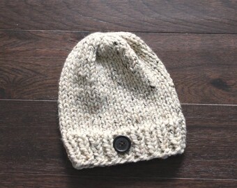 Adult Chunky Hat, THE HAWTHORNE, Chunky Knit Hat, Ski Hat, Button Hat, Cozy Hat, Adult Beanie, Adult Hat, Chunky Knits, Chunky Knit Hat