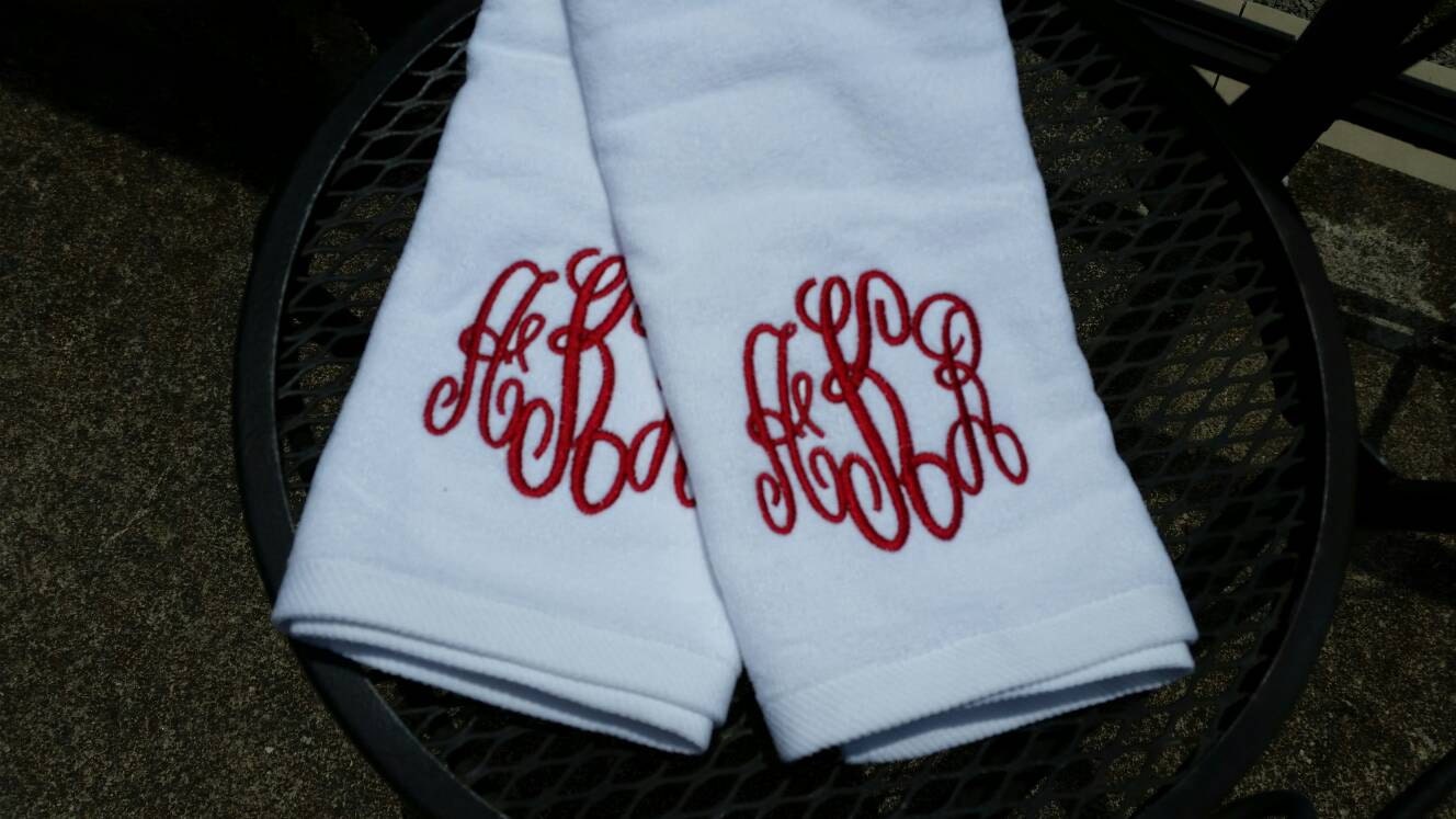 Monogram Hand Towels set of 2 CUSTOM