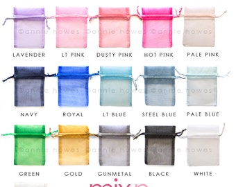 25 Colorful Organza Bags. Choose your Colors. 3x4 Inch. OB3X4