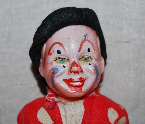 Items similar to VINTAGE tight rope circus clown toy for assemblage art ...