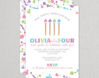 Art Party Invitation / Paint Party Invitation / Art Birthday Party / Painting Party