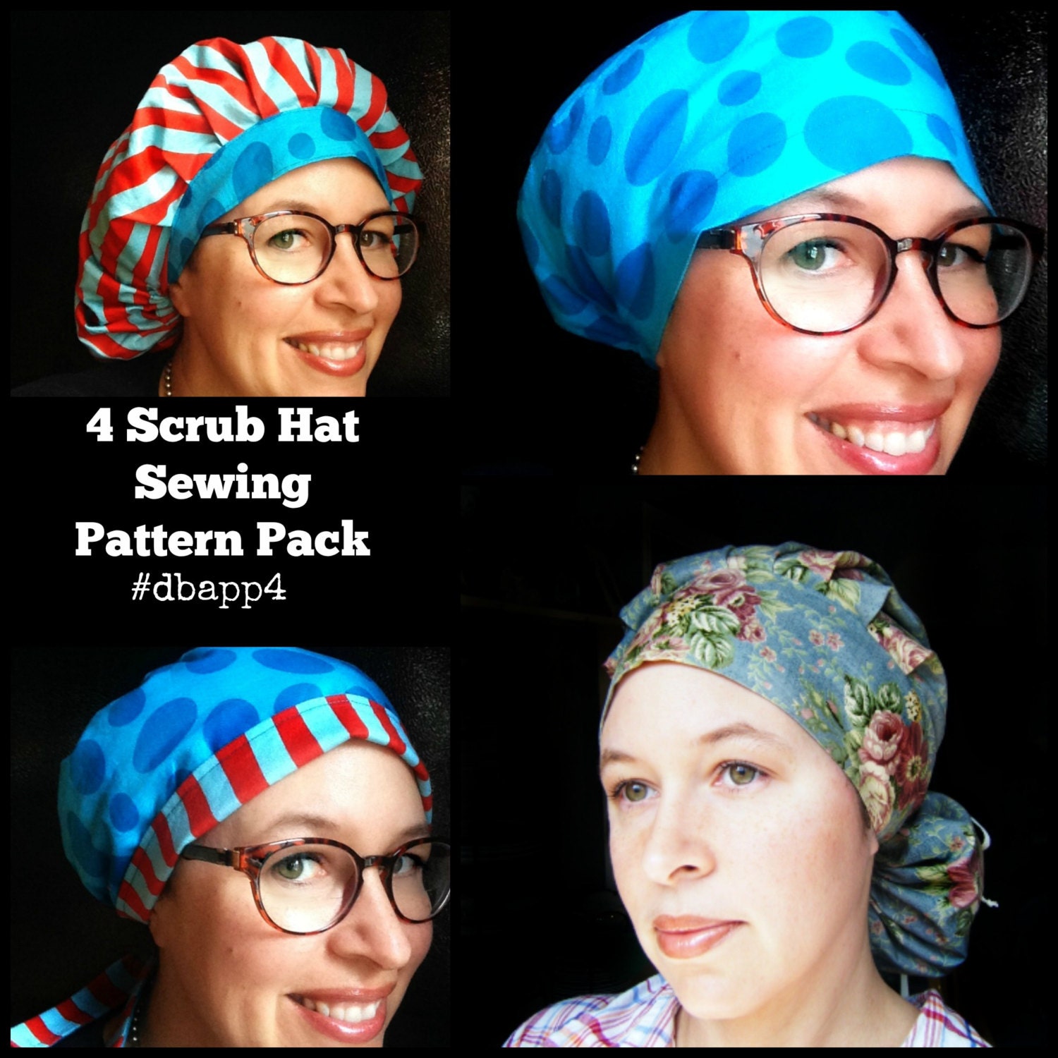 DIY Scrub Hat Sewing Pattern tutorial Four Women's