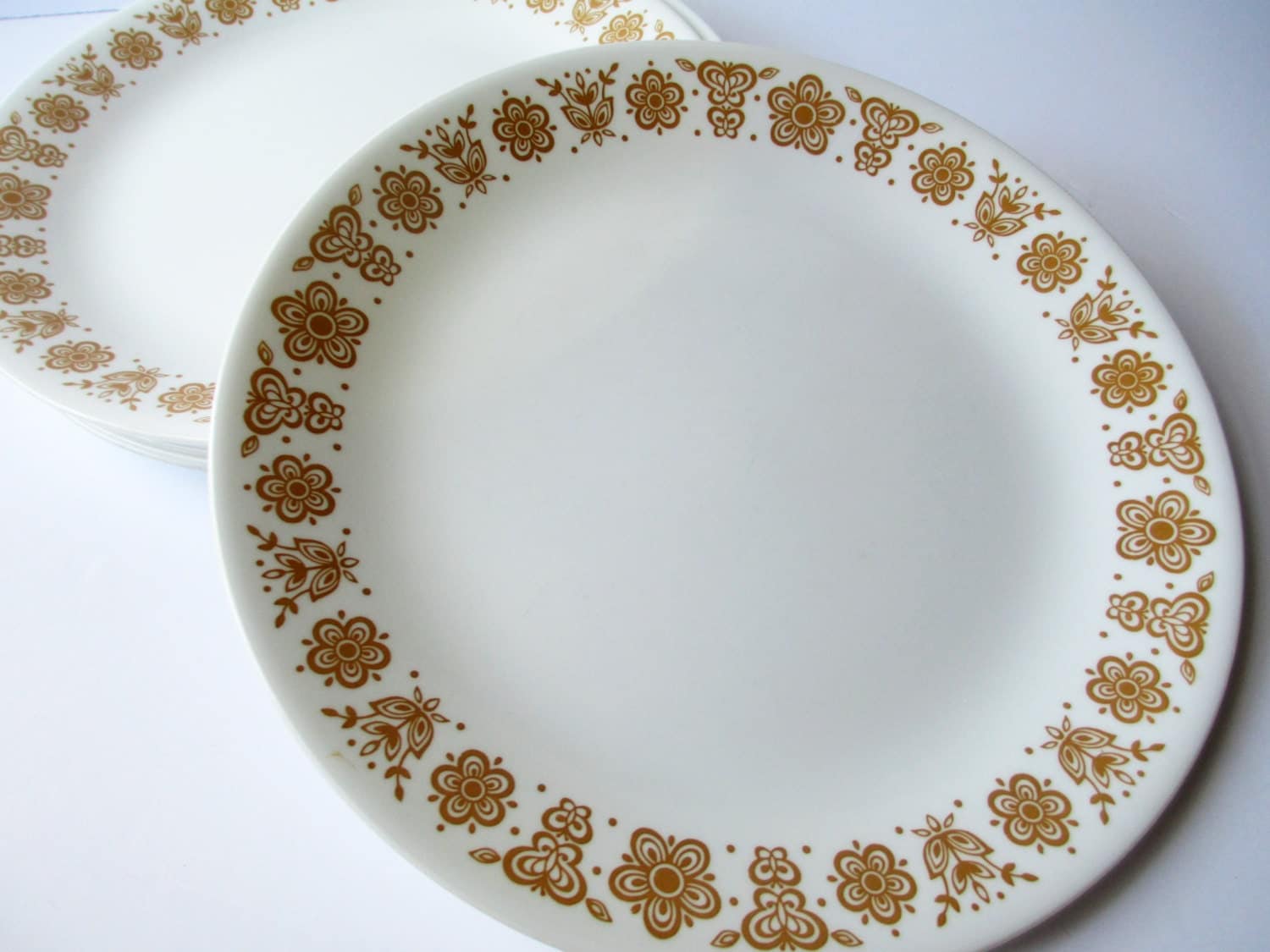 Corelle Butterfly Gold Dinner Plates Set of Six Vintage Chic