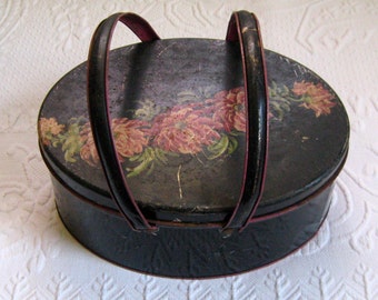 cookie tin with handles . Vintage Cookie Tin with Handles . chrysanthemum tin . dutch maid tin