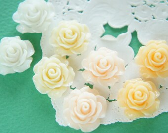 12 pcs Beautiful Rose Cabochon (18mm19mm) FL451 White Set