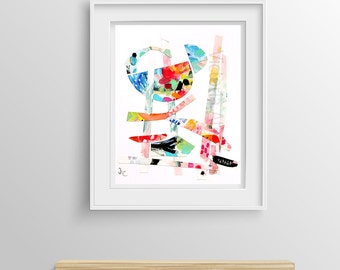 Abstract painting, collage, modern art, wall art, home decor, acrylic painting, wall decor, colorful, paper painting, original painting
