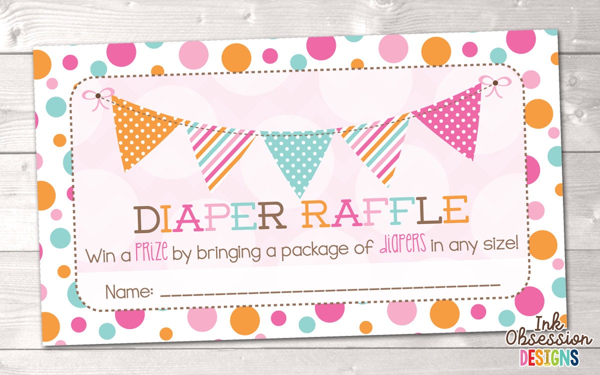 Diaper Raffle Cards Printable Baby Shower by InkObsessionDesigns