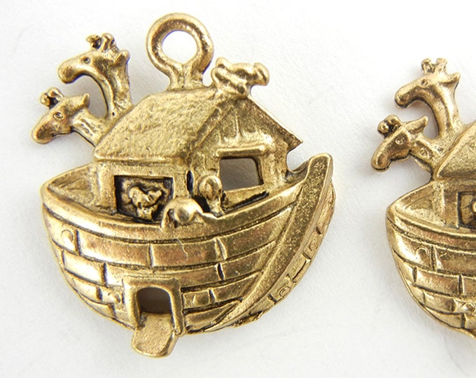 Set of 2 Ark Charms Gold-tone Pewter