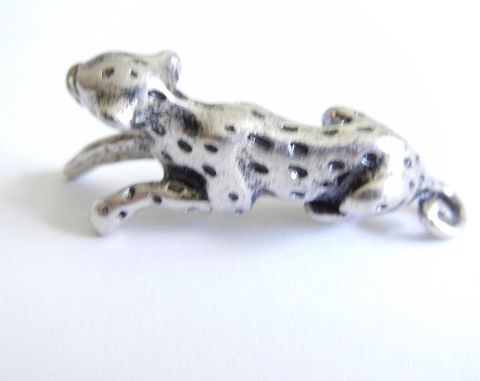 Silver-tone Jaguar Tube Charm